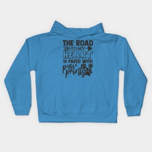The Road to My Heart is Paw Prints Dog Lover Kids Hoodie